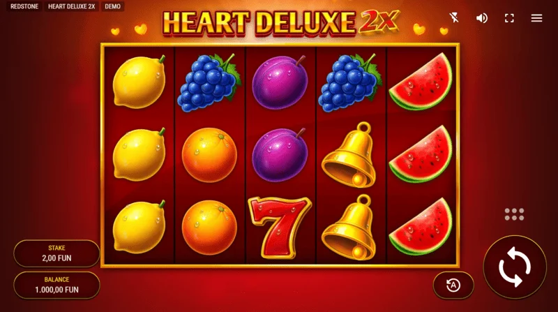 Heart Deluxe 2x – spillskjerm med 5×3 hjul